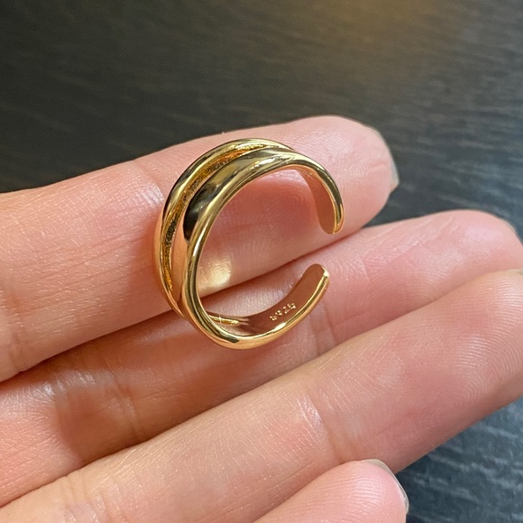 S925 Silver Chunky Gold Open Ring,Big Silver Heart Ring for Wom… - Picture 3 of 5